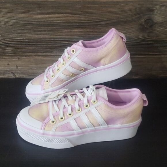 New Adidas Nizza Womens Platform Shoes Size 8 Tie Dye Summer Festival Streetwear - Picture 3 of 10